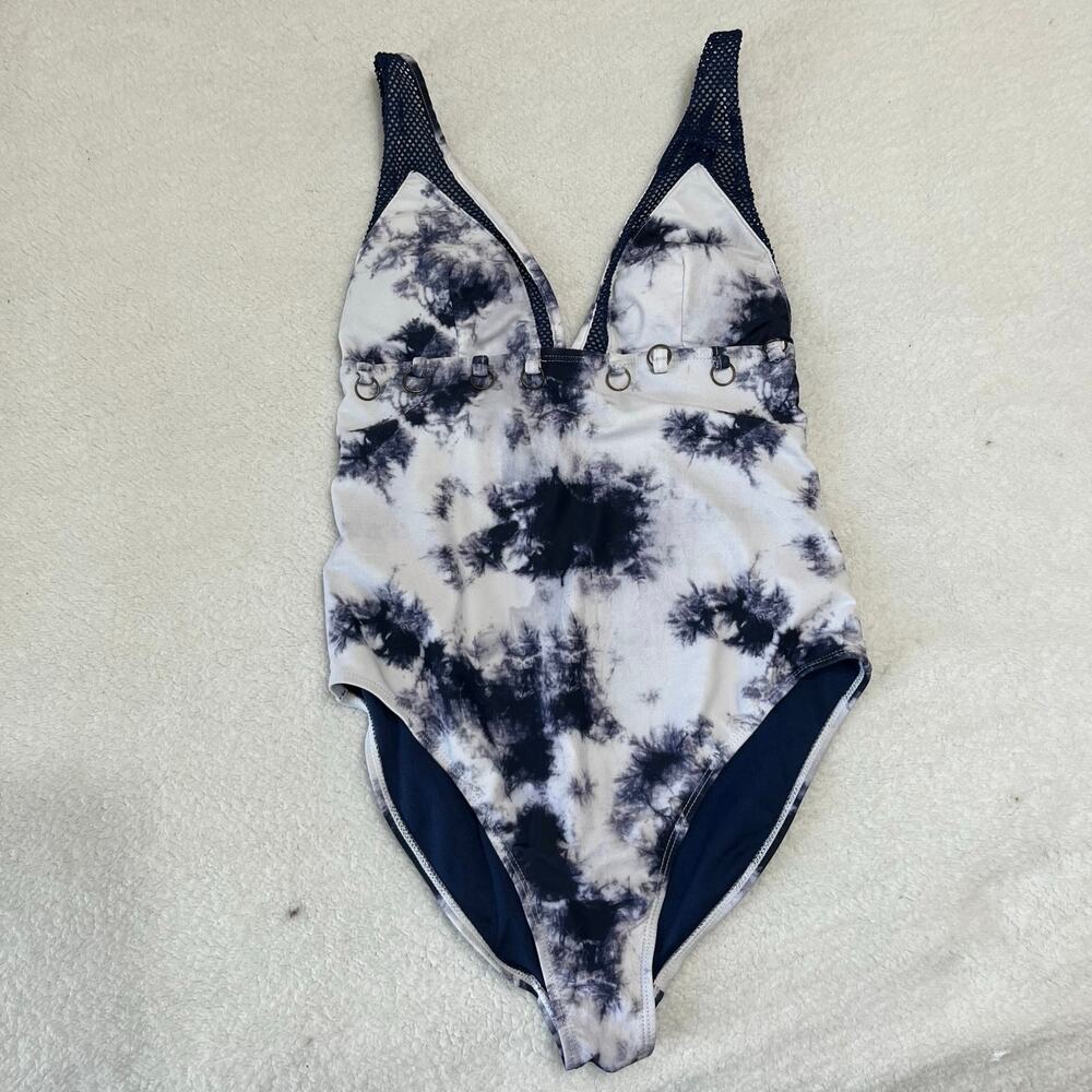 YMI Women’s One Piece Swimsuit Sz Small Tie Dye Blue/White